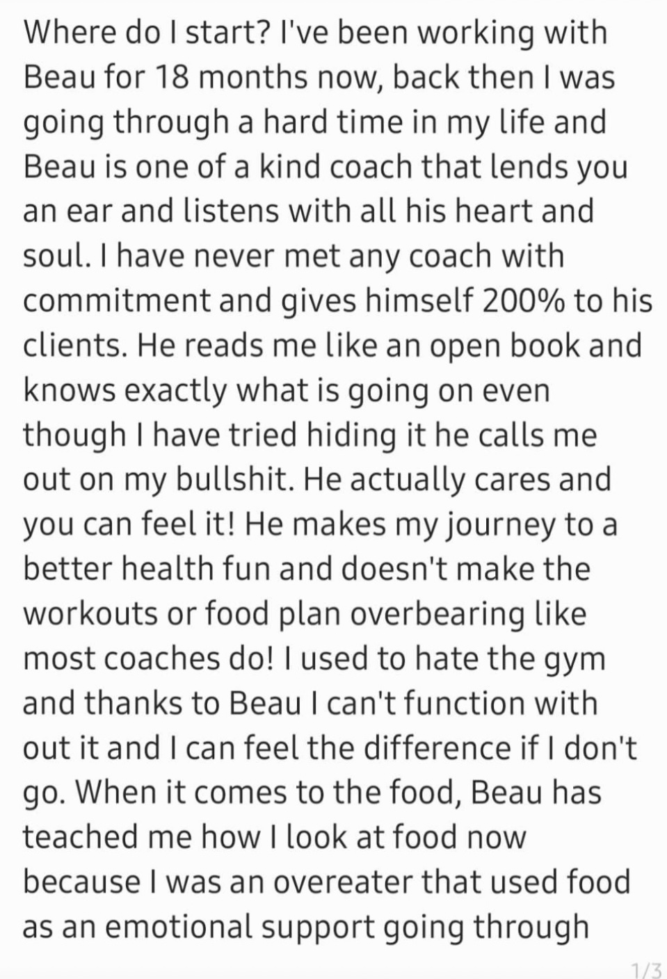 Long testimonial part 1